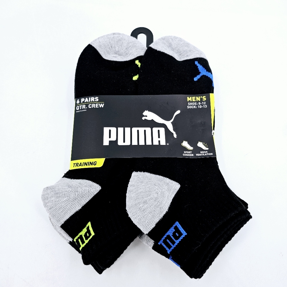 Puma Training Quarter Crew Socks 6 pairs Men's